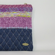 Woven and denim purse