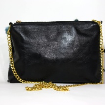 Black and blue purse with chain back
