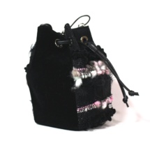 Pink and black pouch bag side